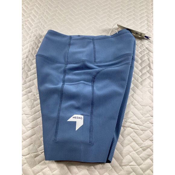 Nedao Womens High-Waisted Ribbed Biker light Blue Shorts Size M Sports athletic - Picture 7 of 10